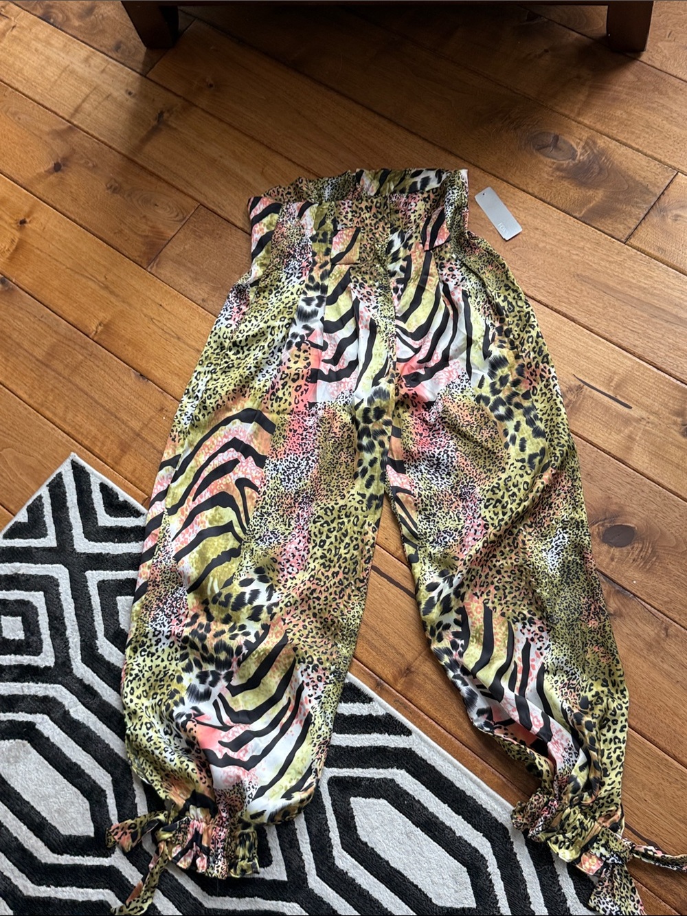 Womeb Animal-Print Harem Pants in Yellow & Pink